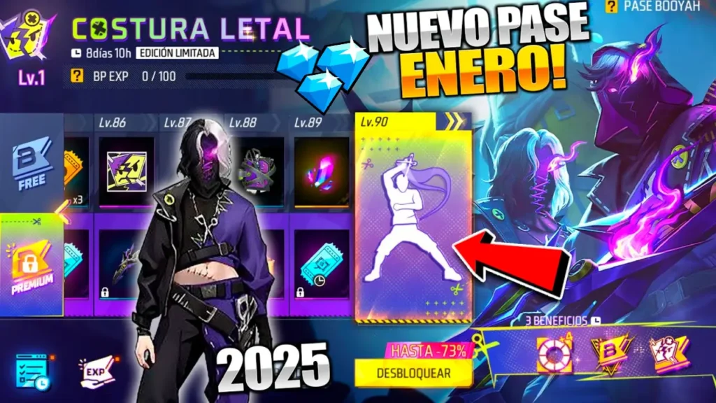 ¿Cuáles son TODAS LAS RECOMPENSAS del PASE BOOYAH? 2025 1 pase booyah free fire, pase de batalla free fire, skin pase booyah