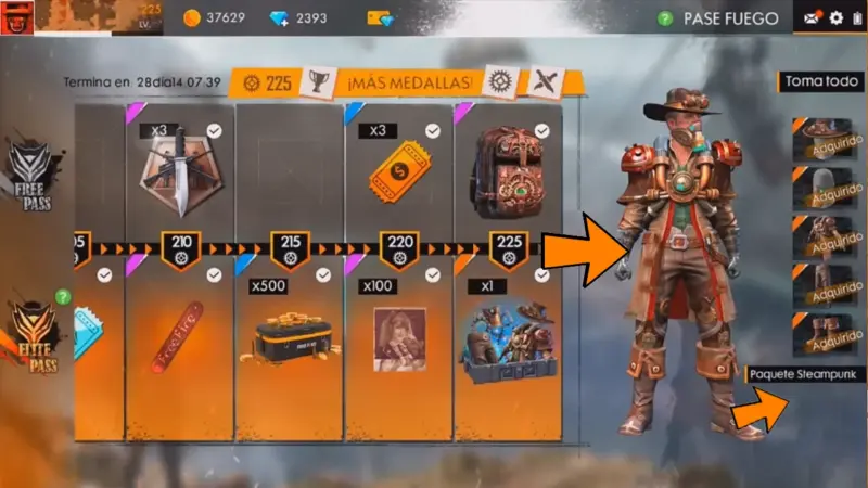 ▶︎ TOP 10 de los PASES ELITE Más VETERANOS y CODICIADOS en FREE FIRE 4 Pase Elite Revolución Steampunk Free Fire