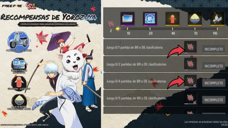 Cómo CONSEGUIR la SKIN de GINTOKI SAKATA en la COLABORACION FREE FIRE x GINTAMA 3 free fire, colaboración free fire, garena, videojuegos