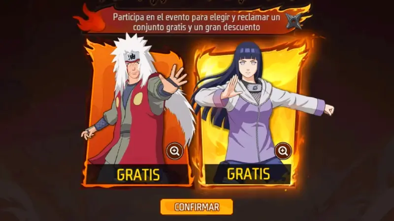Vuelve la COLABORACION de NARUTO SHIPPUDEN: Fechas, skins GRATIS y GUIA de RECOMPENSAS 4 Hinata y Jiraiya, hinata free fire, jiraiya, ff, skins garena, diamantes