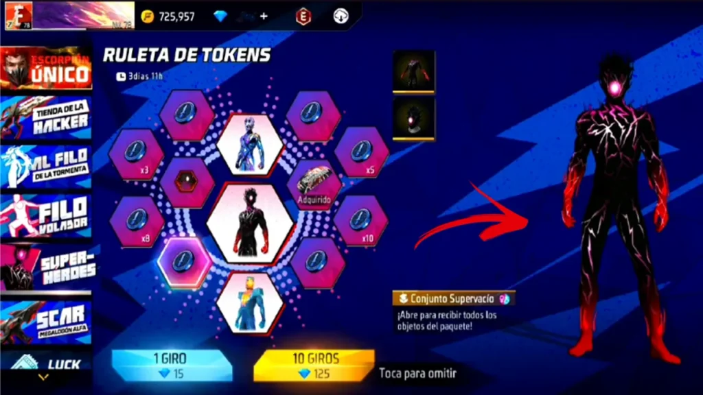 Así se CONSIGUE la skin de SUPERHEROES en la RULETA DE TOKENS de FREE FIRE 2024