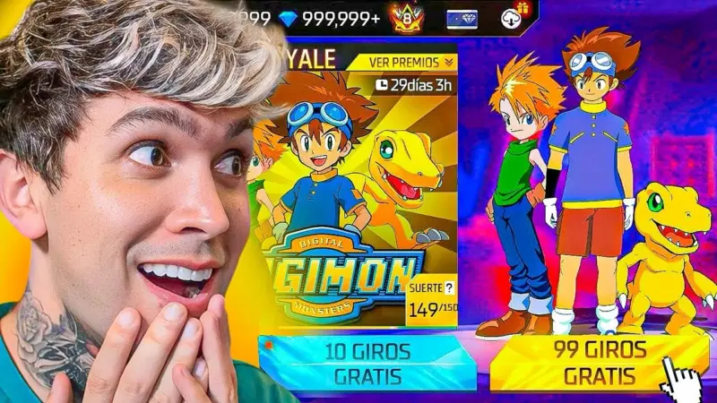 Dree fire x digimon Adventure, colaboracion free fire digimon